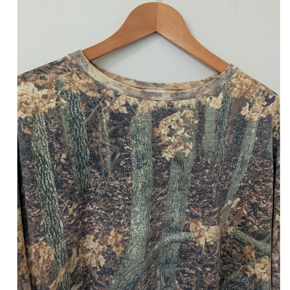 Vintage Americas Best Retro Tree Camo Long Sleeve T-Shirt XXL USA Cotton Forest - Picture 5 of 13